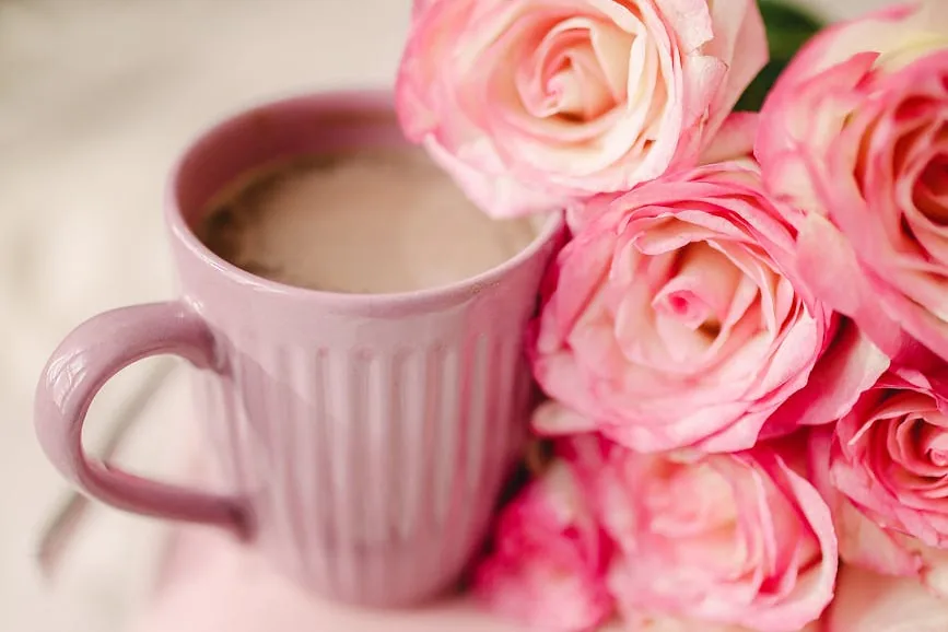 still life with typing machine and roses